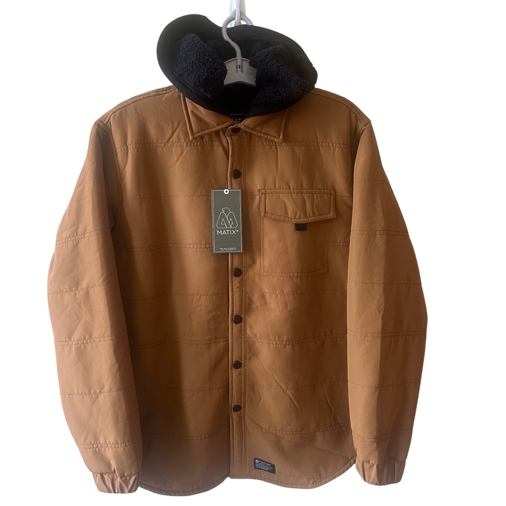 Matix Quilted Hooded‎ Jacket Men Small Wood Excellence Sherpa Lined MTJ05221F4